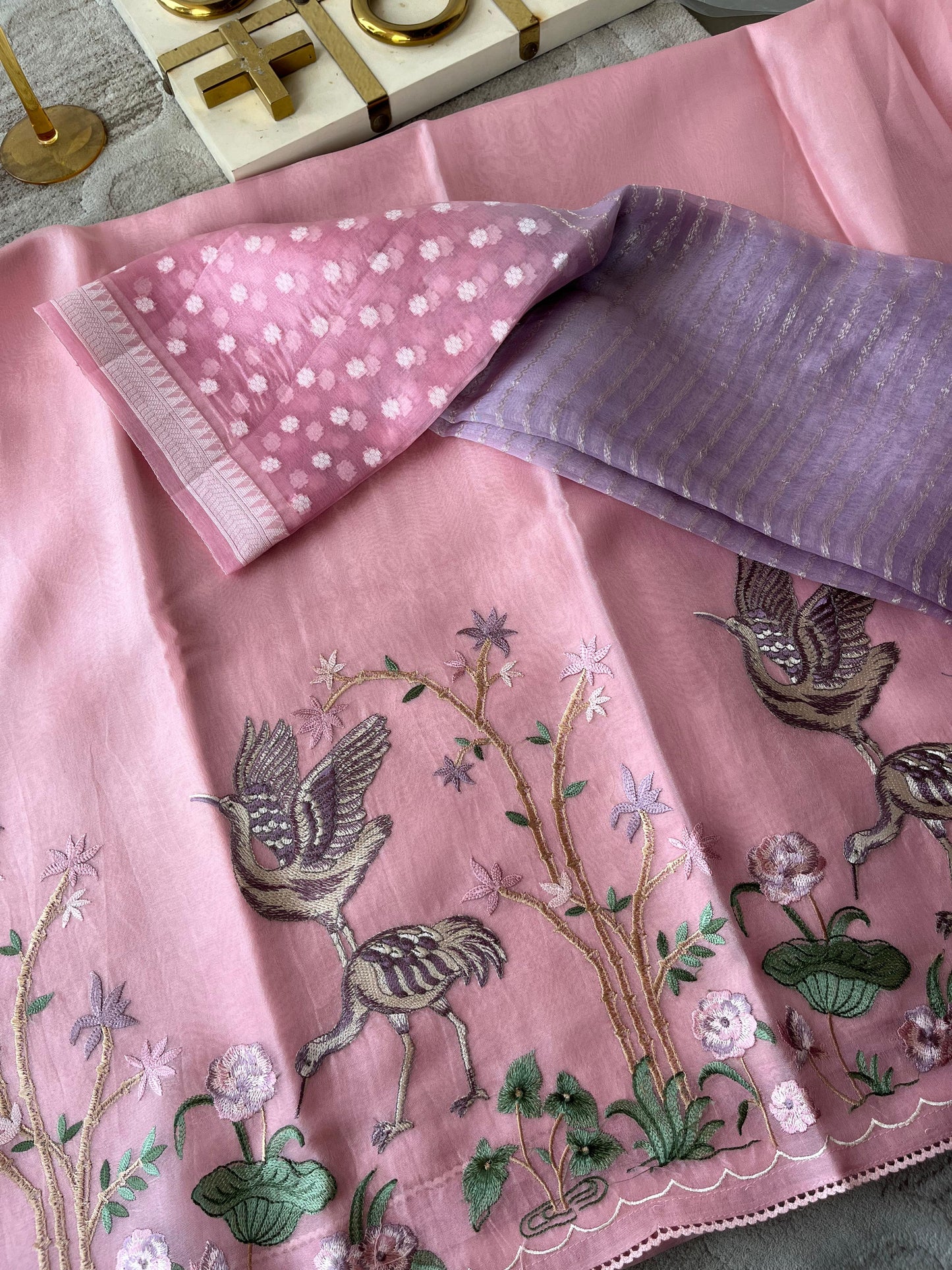 S-2292 PURE ORGANZA UNSTITCHED SUIT