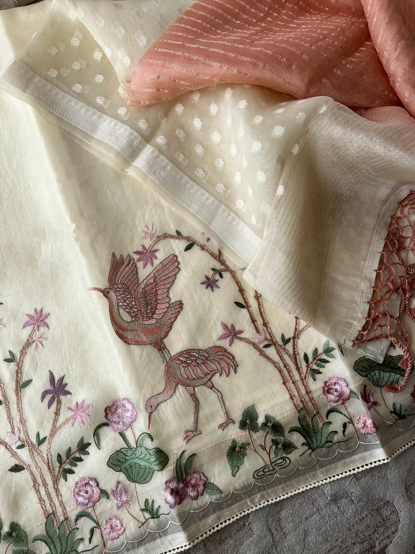 S-2292 PURE ORGANZA UNSTITCHED SUIT