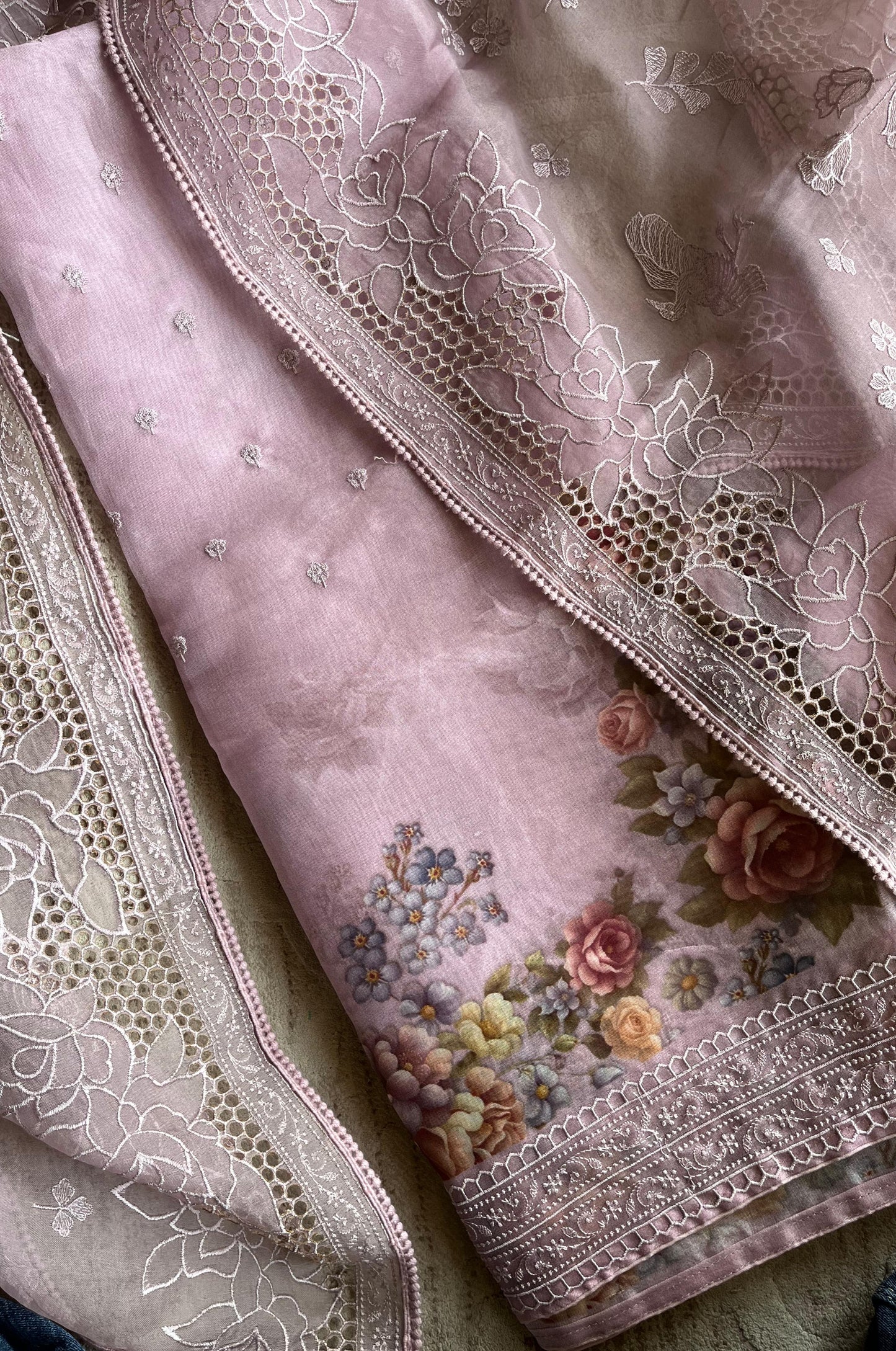 2410 PURE PRINTED ORGANZA UNSTITCHED SUIT