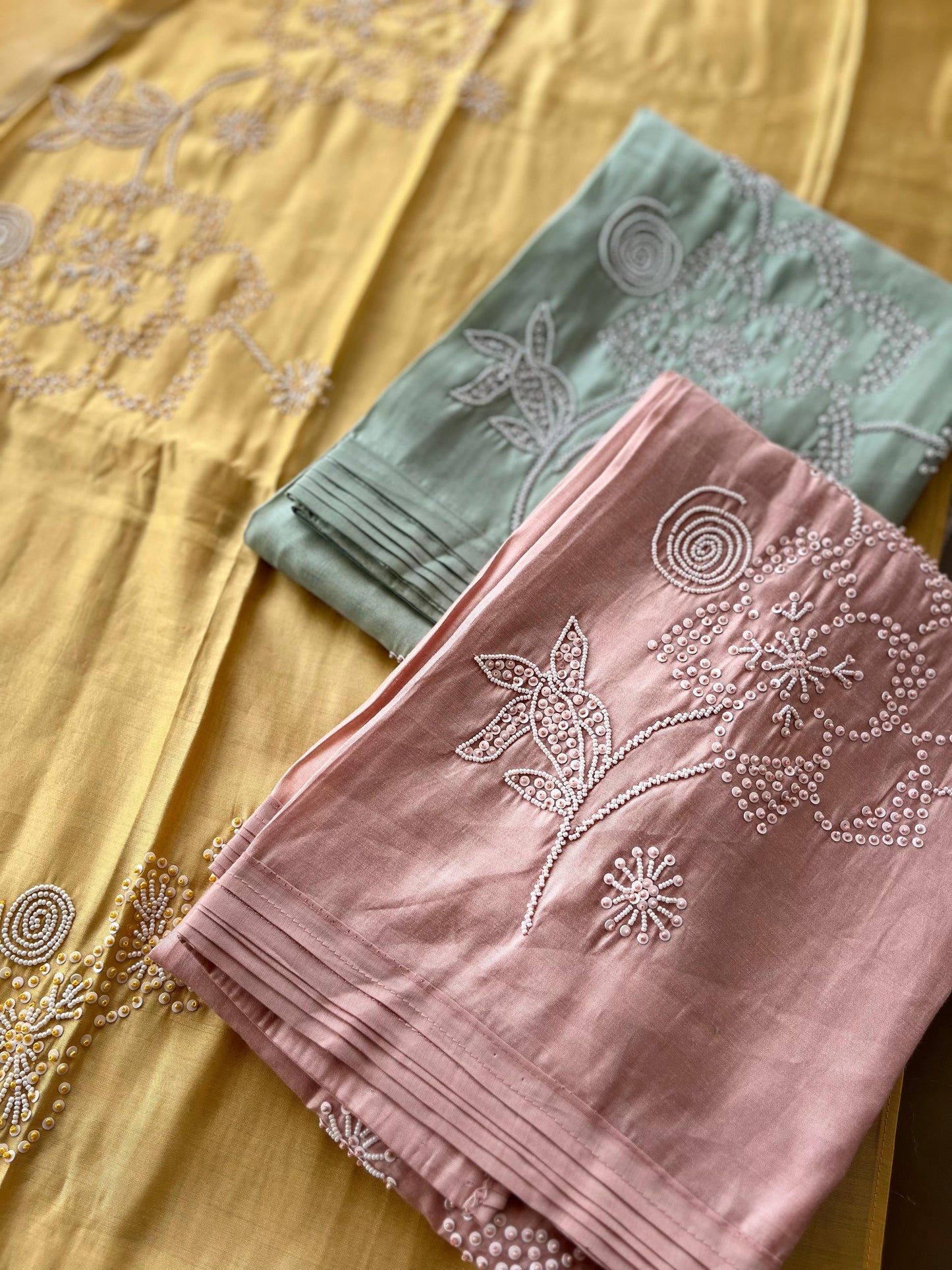 K-2371 Unstitched suit with Hand Pearl Work